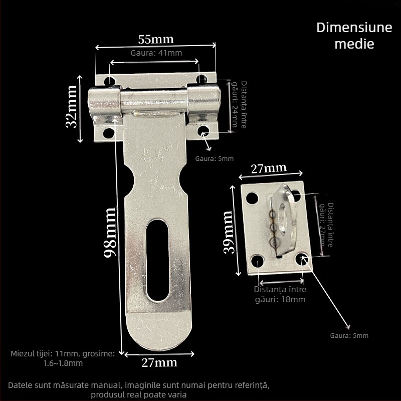 Lacăt orizontal din oțel inoxidabil, model 2,5 inci