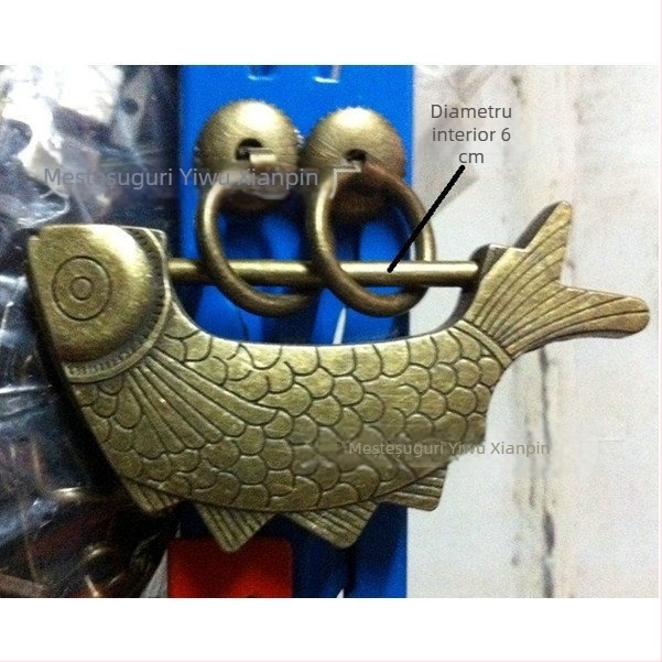 Lacăt din aliaj, în stil antic, cu încuietoare orizontală; greutate 100 g; stil Nou Chinezesc