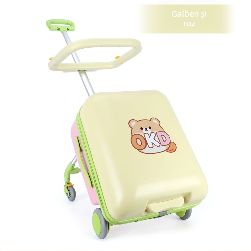 Bagaj pentru copii cu roți cu frână, potrivit ca bagaj de cabină, închidere cu fermoar, ABS, 3 kg