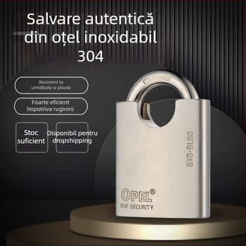 BXG-BL lacăt din oțel inoxidabil 304 – impermeabil, rezistent la rugină, antiefracție și anti-tăiere, cheie din cupru