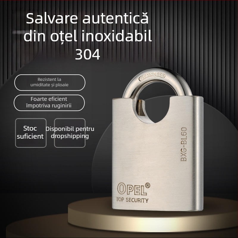 BXG-BL lacăt din oțel inoxidabil 304 – impermeabil, rezistent la rugină, antiefracție și anti-tăiere, cheie din cupru