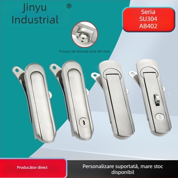 AB402 încuietoare plată pentru dulapuri, oțel inoxidabil, cu cheie, montaj cu sloturi