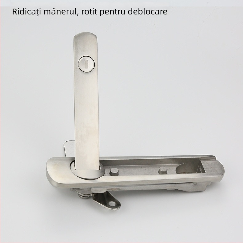 AB402 încuietoare plată pentru dulapuri, oțel inoxidabil, cu cheie, montaj cu sloturi