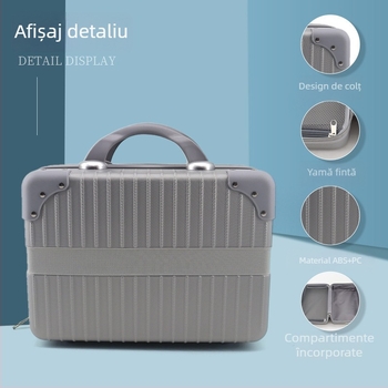 Geantă cosmetică de călătorie din ABS, roți de tip avion, deschidere cu fermoar, impermeabilă și rezistentă la uzură, cu strat extensibil.