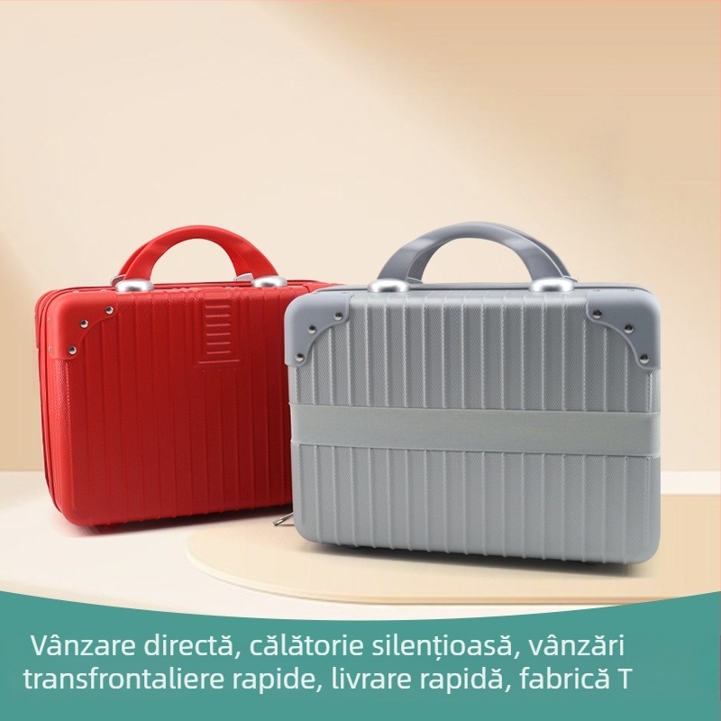 Geantă cosmetică de călătorie din ABS, roți de tip avion, deschidere cu fermoar, impermeabilă și rezistentă la uzură, cu strat extensibil.
