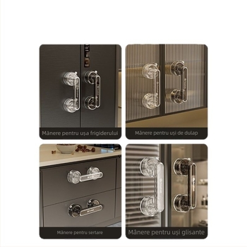 Mâner din plastic cu ventuză pentru ușă de sticlă, fără găuri, pentru baie/dus, uși glisante, frigider, fereastră, dulap — Model 2024062001, Stil 1327355784