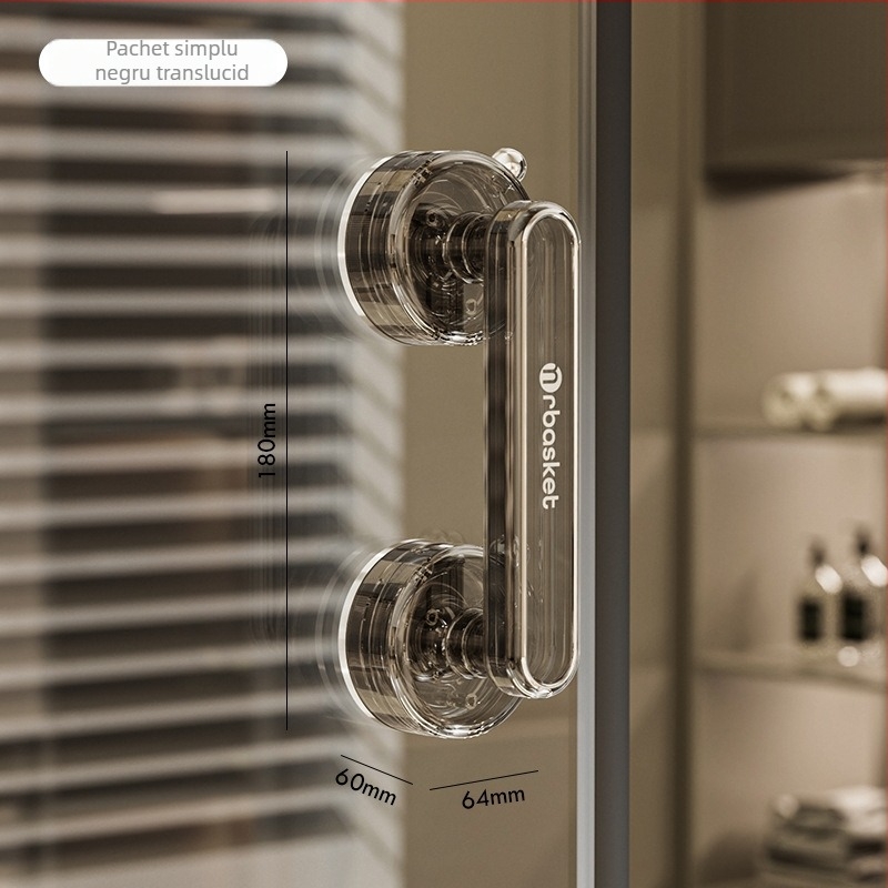 Mâner din plastic cu ventuză pentru ușă de sticlă, fără găuri, pentru baie/dus, uși glisante, frigider, fereastră, dulap — Model 2024062001, Stil 1327355784