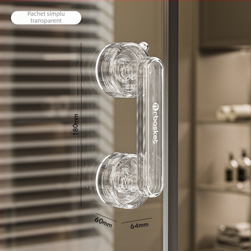 Mâner din plastic cu ventuză pentru ușă de sticlă, fără găuri, pentru baie/dus, uși glisante, frigider, fereastră, dulap — Model 2024062001, Stil 1327355784