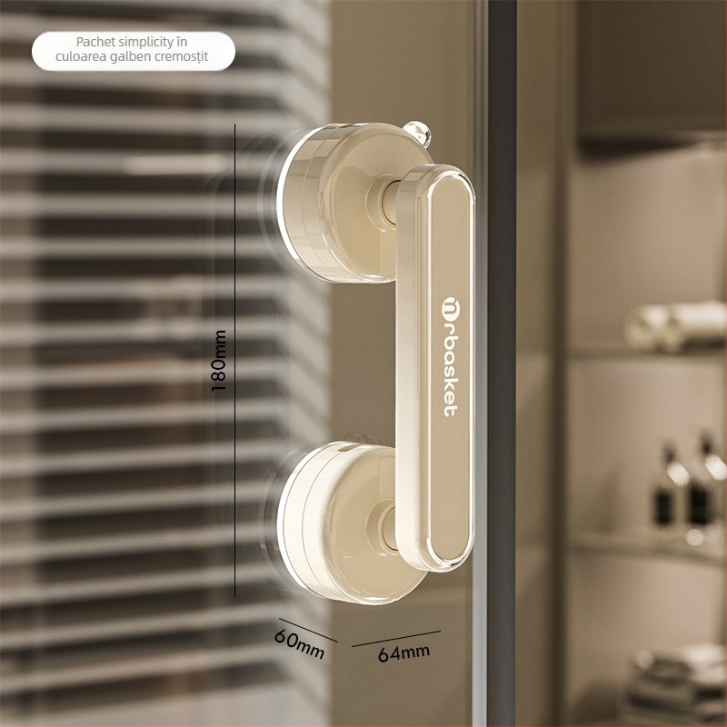 Mâner din plastic cu ventuză pentru ușă de sticlă, fără găuri, pentru baie/dus, uși glisante, frigider, fereastră, dulap — Model 2024062001, Stil 1327355784