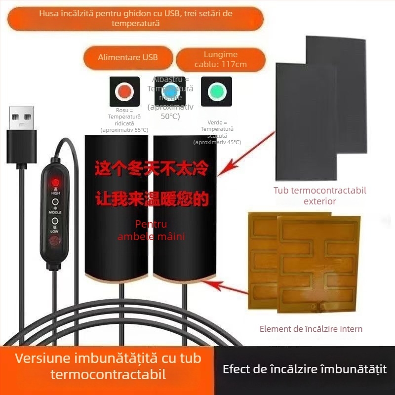 Capac de ghidon încălzit pentru vehicule electrice; aliaj de aluminiu; încălzire electrică; grosime normală; fără personalizare