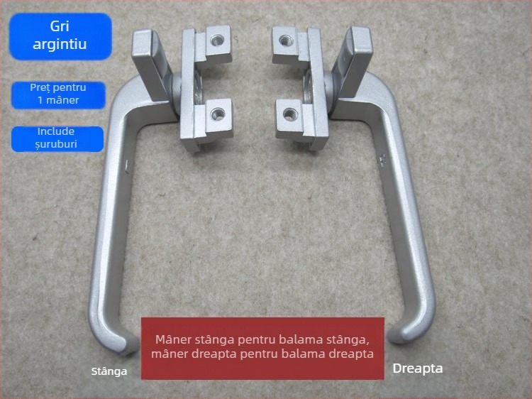 Mâner din aliaj de aluminiu tip 38, gros, pentru uși și ferestre, potrivit pentru ferestre batante și fațade cortină, formă 7