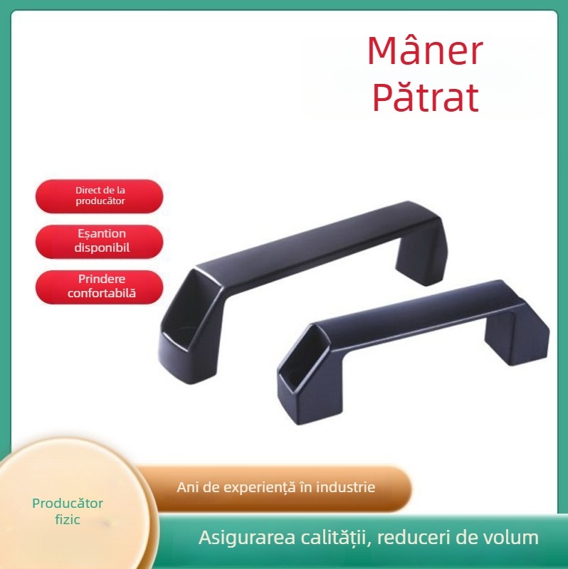 Mâneri pătrate din aliaj de aluminiu, negre pentru ușile de dulap, pentru cutii de depozitare și cabine de duș