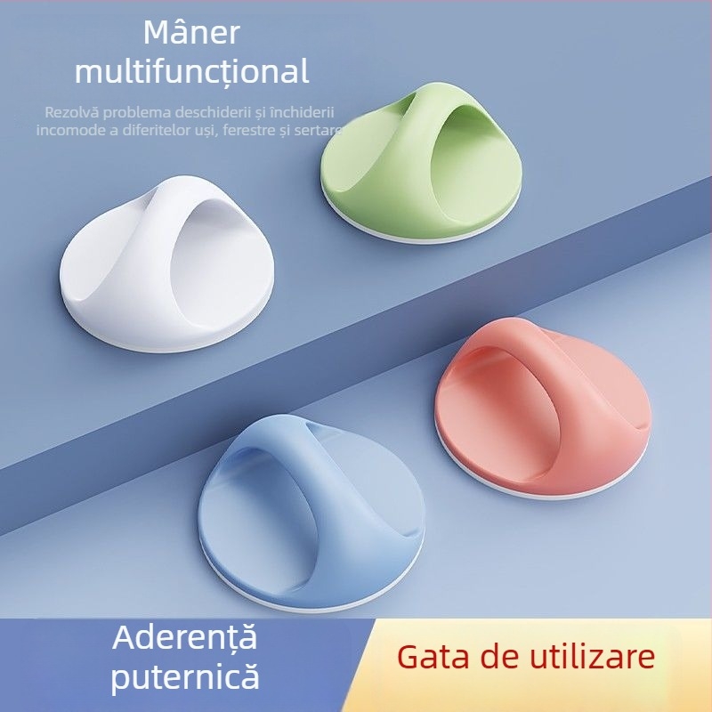 Mâner de ușă fără găuri pentru uși, sertare și dulapuri – fixare cu adeziv, push-pull, din plastic, model LLS-03