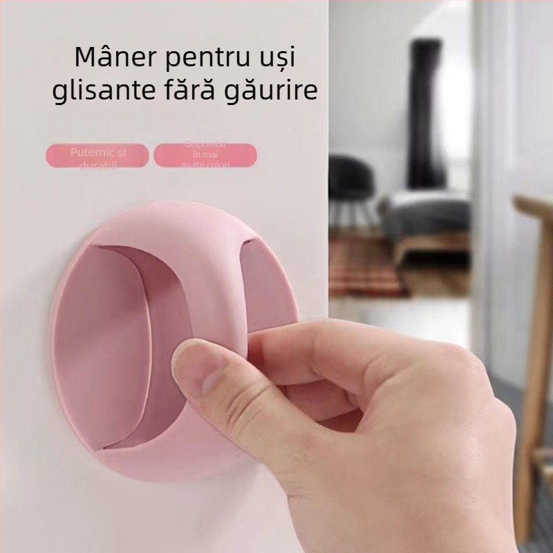 Mâner de ușă fără găuri pentru uși, sertare și dulapuri – fixare cu adeziv, push-pull, din plastic, model LLS-03