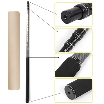 Prăjină telescopică pentru plasă de pescuit, mâner din spumă, carbon, 4 secțiuni