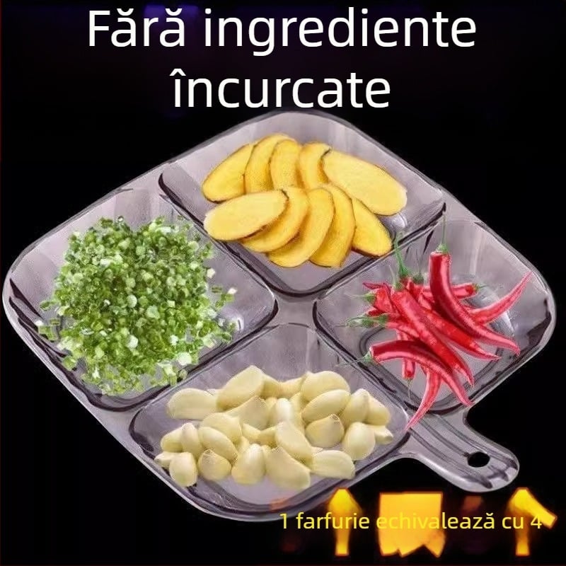 Defu farfurie pentru pregătirea meselor – PP, alimentară, cu mâner, farfurie divizată