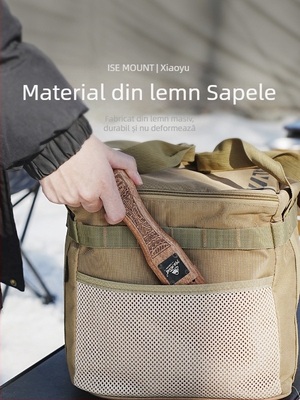 ISE MOUNT Mâner exterior pentru tigaie de grătar, lemn solid de Sapele, extensibil, prindere bayonet, ridicator reglabil