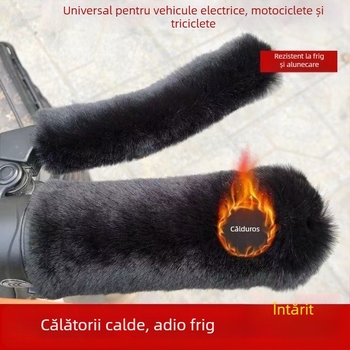 Husă plușată universală pentru ghidonul bicicletelor electrice – anti-alunecare, izolație de iarnă, grosime normală