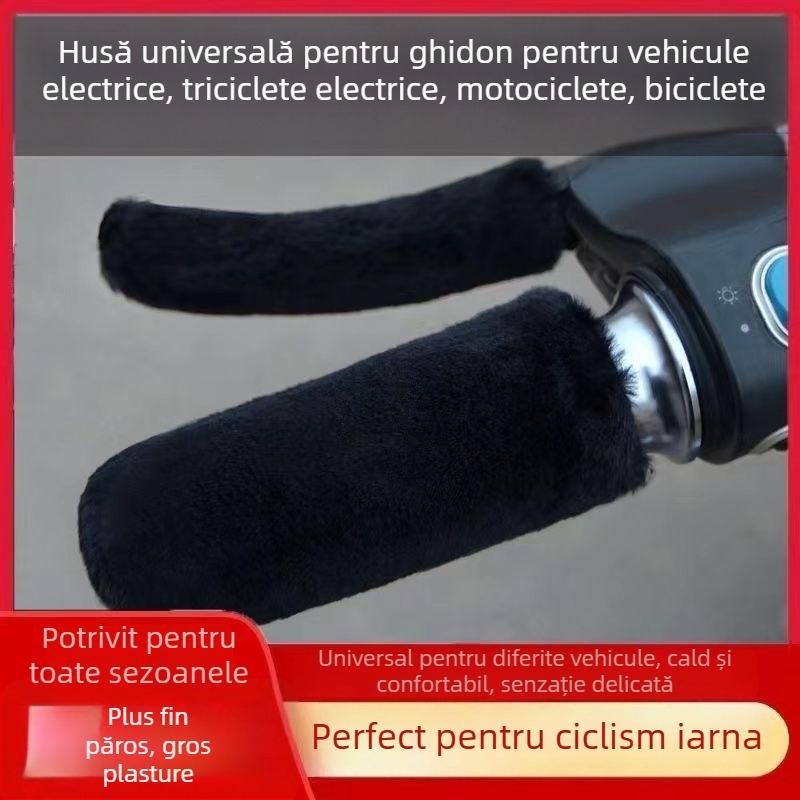 Husă plușată universală pentru ghidonul bicicletelor electrice – anti-alunecare, izolație de iarnă, grosime normală