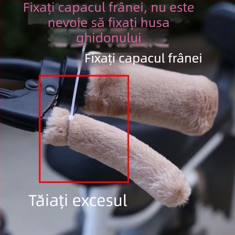 Husă plușată universală pentru ghidonul bicicletelor electrice – anti-alunecare, izolație de iarnă, grosime normală