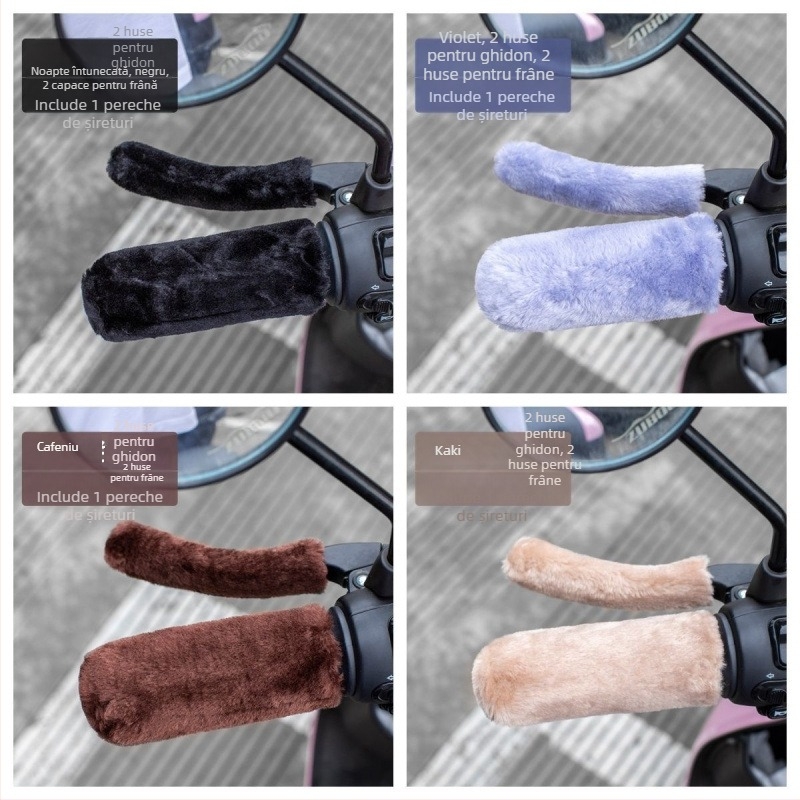 Husă plușată universală pentru ghidonul bicicletelor electrice – anti-alunecare, izolație de iarnă, grosime normală