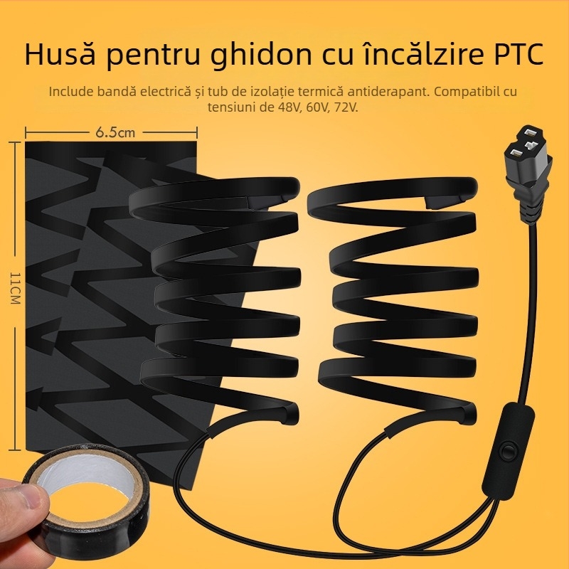 Acoperire încălzită pentru ghidonul vehiculelor electrice, cu încălzire proprie (încălzire electrică; pentru autoturisme și motociclete electrice; fără personalizare)