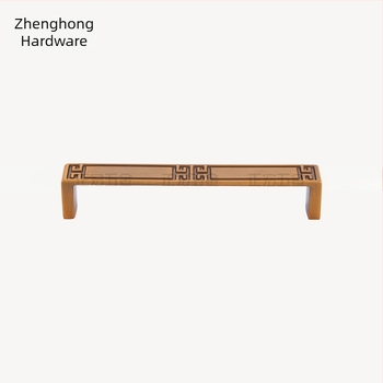 Mâner pentru ușă de dulap din aliaj de zinc, stil Nou Chinezesc, model ZH906, finisaj lustruit/electroplacat, potrivit pentru garderobă și mobilier de casă