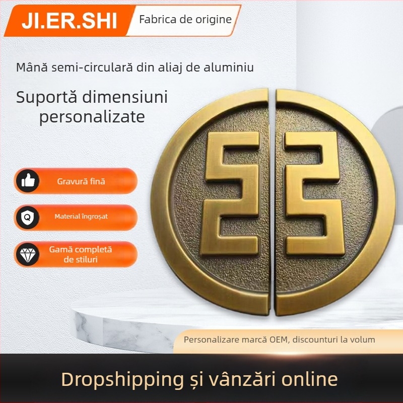 Mâner pentru ușă din sticlă – mâner din aliaj de aluminiu cu formă semicirculară; pentru uși din sticlă; brand Chengda; stil modern și simplu