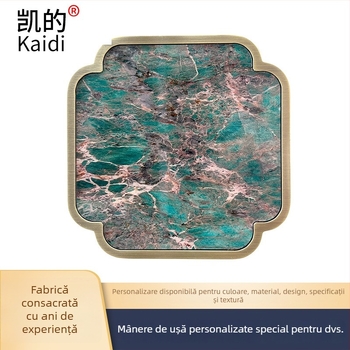 Mâner de ușă sculptat, stil chinezesc antic, din jad verde pentru uși din sticlă și aluminiu, design modern de hotel de lux