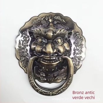 Inel de tragere pentru ușă cu capete de animale: leu, tigru și Kirin — aliaj de zinc, stil oriental modern