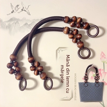Mâner pentru geantă din mărgele de lemn – handmade, stil național nou, model simplu, impermeabil, ultra-ușor, accesorii pentru bagaje