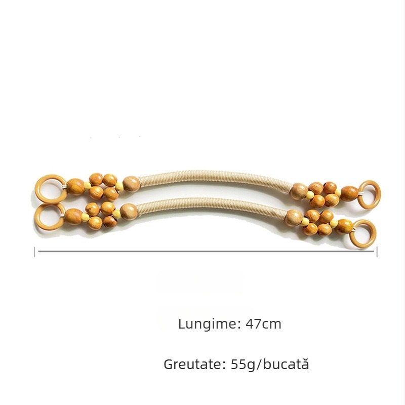 Mâner pentru geantă din mărgele de lemn – handmade, stil național nou, model simplu, impermeabil, ultra-ușor, accesorii pentru bagaje