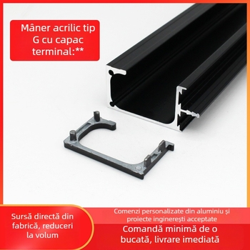 Mâner de ușă pentru dulap din aliaj de aluminiu, formă G, stil minimalist, montaj ascuns pentru garderobă