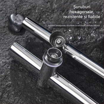 Mâner din oțel inoxidabil pentru ușa de sticlă, țeavă dreptunghiulară, distanță reglabilă între găuri de montaj, design minimalist cu profil îngroșat