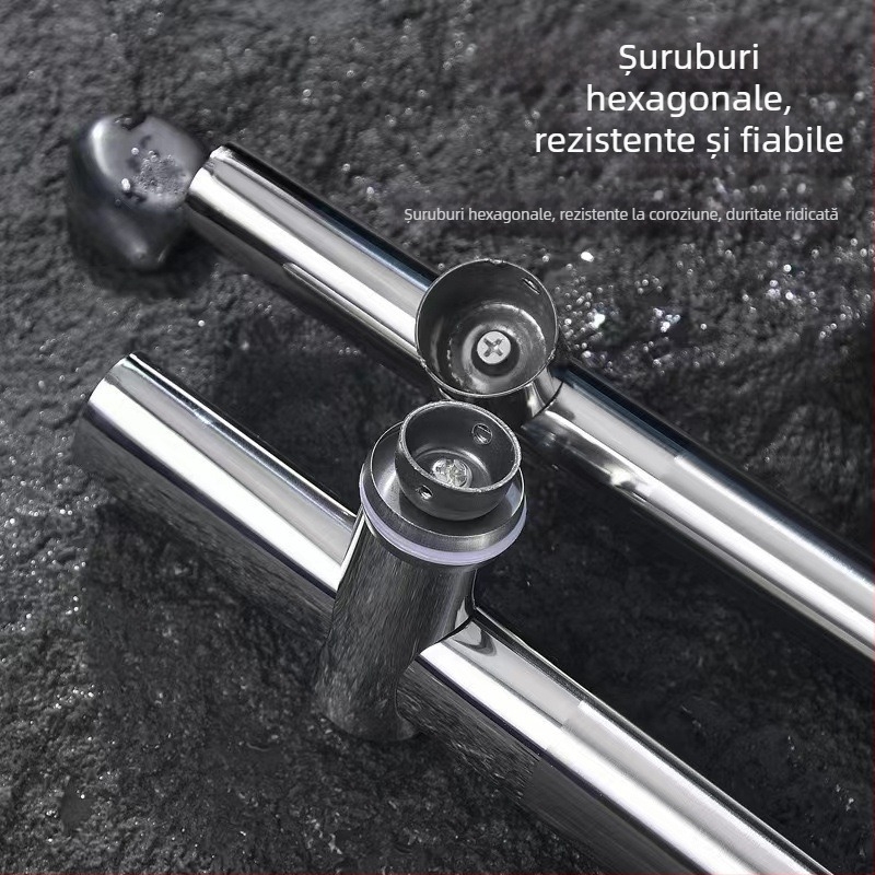 Mâner din oțel inoxidabil pentru ușa de sticlă, țeavă dreptunghiulară, distanță reglabilă între găuri de montaj, design minimalist cu profil îngroșat