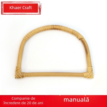 Mâner pentru bagaje din fibre de viță, formă semicirculară, model cu dungi, respirant, antibacterian, rezistent la uzură