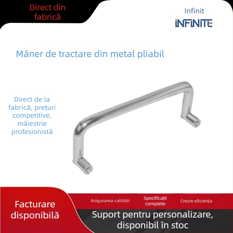 Jyad50 Mâner pentru ușă de dulap din oțel inoxidabil 304, formă U, suprafață oglindită, montare pe suprafață