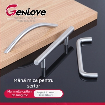 Mâneri din oțel inoxidabil pentru dulapuri și sertare – finisaj mat, formă bară, extensie în formă de U, montaj ascuns, design modern minimalist