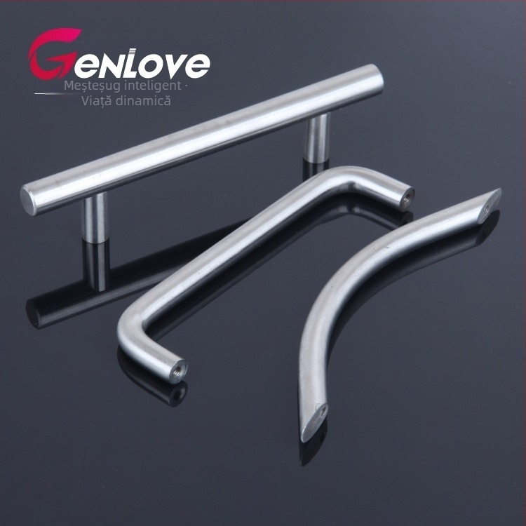 Mâneri din oțel inoxidabil pentru dulapuri și sertare – finisaj mat, formă bară, extensie în formă de U, montaj ascuns, design modern minimalist
