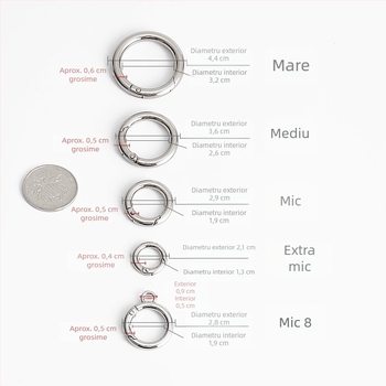 Set metalic pentru accesorii de geantă: inele, catarame, cârlige, inele cu arc și inele de conectare