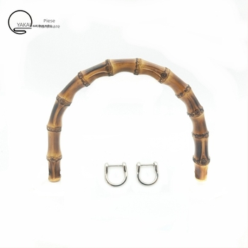 Mâner de geantă din bambus cu cataramă aurie, găuri de montaj stânga-dreapta (Material: Bambus; Hardware: Cataramă aurie; Gauri de montaj: Stânga și Dreapta)