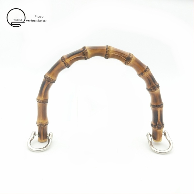 Mâner de geantă din bambus cu cataramă aurie, găuri de montaj stânga-dreapta (Material: Bambus; Hardware: Cataramă aurie; Gauri de montaj: Stânga și Dreapta)