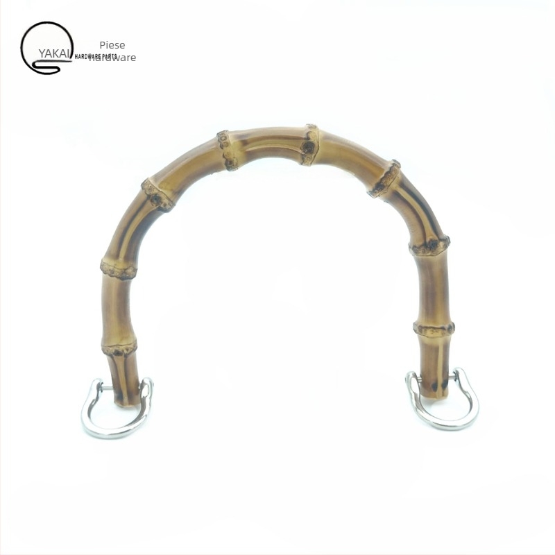 Mâner de geantă din bambus cu cataramă aurie, găuri de montaj stânga-dreapta (Material: Bambus; Hardware: Cataramă aurie; Gauri de montaj: Stânga și Dreapta)