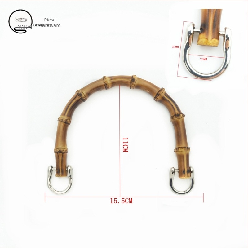 Mâner de geantă din bambus cu cataramă aurie, găuri de montaj stânga-dreapta (Material: Bambus; Hardware: Cataramă aurie; Gauri de montaj: Stânga și Dreapta)