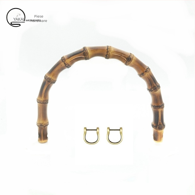 Mâner de geantă din bambus cu cataramă aurie, găuri de montaj stânga-dreapta (Material: Bambus; Hardware: Cataramă aurie; Gauri de montaj: Stânga și Dreapta)
