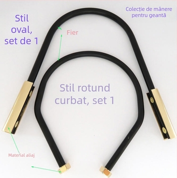 Accesorii pentru genți - Hardware metalic pentru mâner cu fixare prin șurub și inel arc curbat (Brand Shrimp Button; Material: Metal; Sezon: Primăvara 2024)