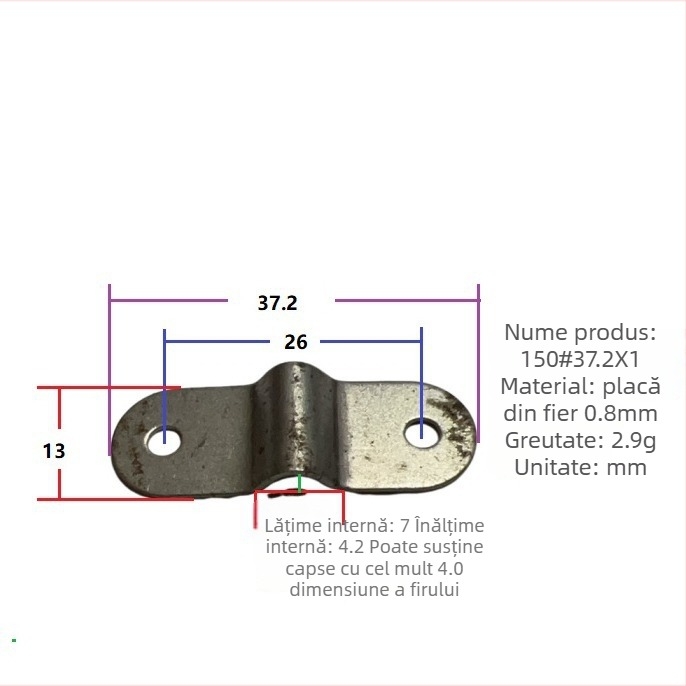 Placă metalică în formă de U cu 2 găuri, utilizare multiplă — Yonghong, vară 2023