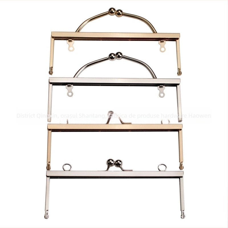 Ramă pentru geantă pătrată de 20 cm, cu capete lucioase din mărgele, fixare a mânerului — include două clipsuri metalice
