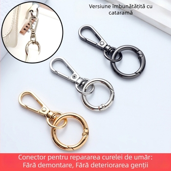 Conector curea de geantă cu inel arcuit și inel deschis pentru chei