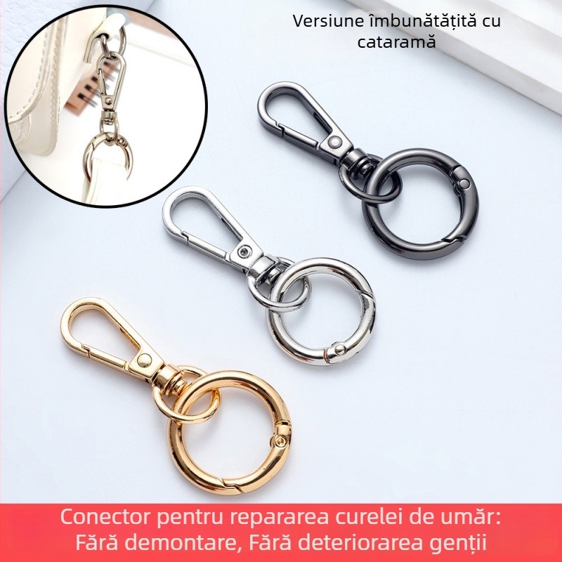 Conector curea de geantă cu inel arcuit și inel deschis pentru chei